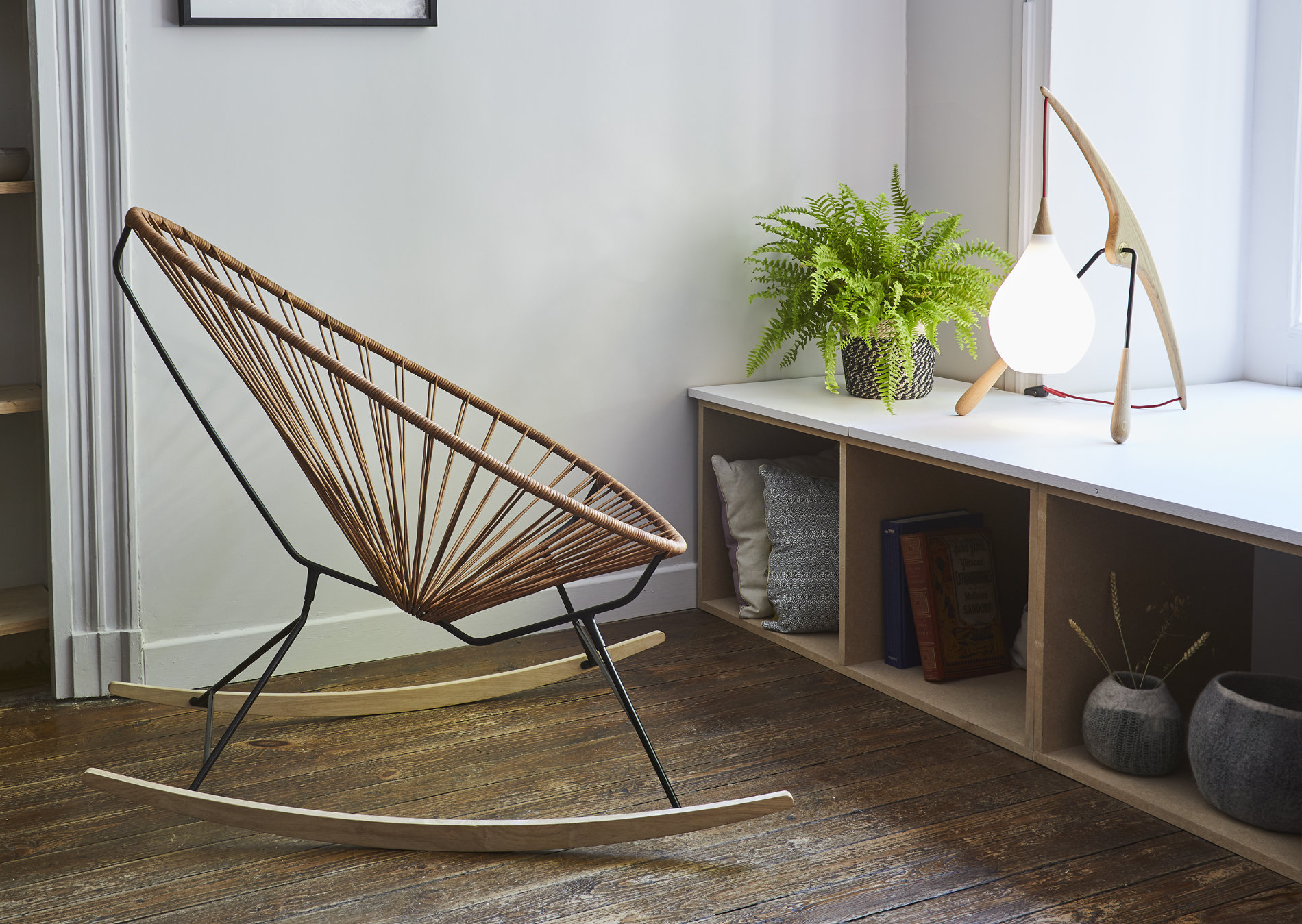 Fauteuil ACAPULCO à bascule - cuir et bois – Image 2