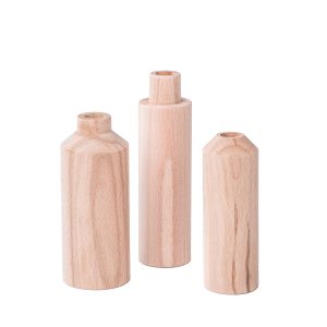 soliflores et vases bois_lot de 3_hetremassif_bois tourné à la main en france_ fabrication artisanale_ An-so design_L'Inatelier_Nantes_Design contemporain_style scandinave_bohème_avec fleurs sechées_ensemble détail