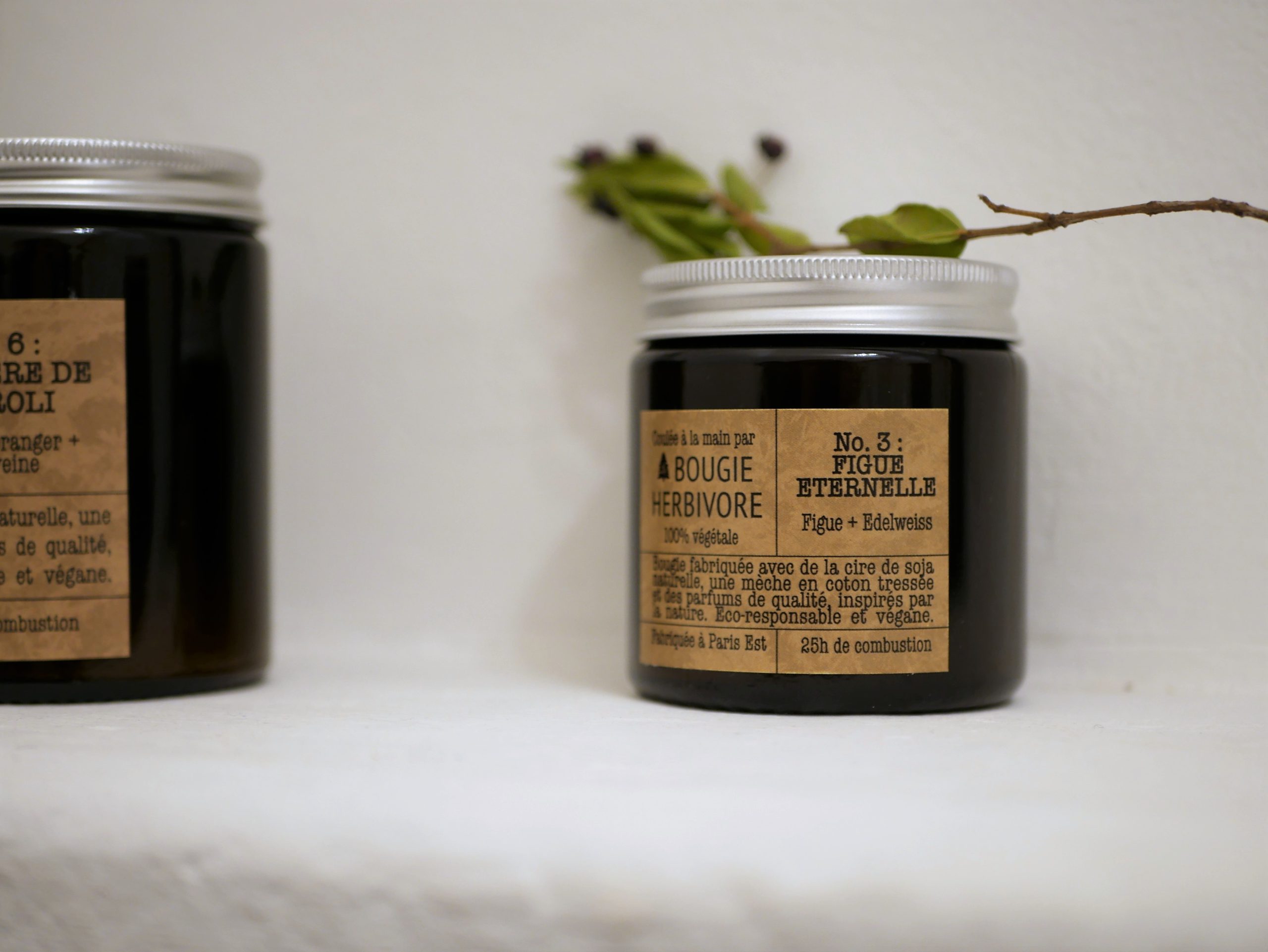 La bougie herbivore - n°3 Figue Eternelle - Figue et Edelweiss - L'Inatelier - Naturelle- cire de soja - Végan- boutique déco - Nantes
