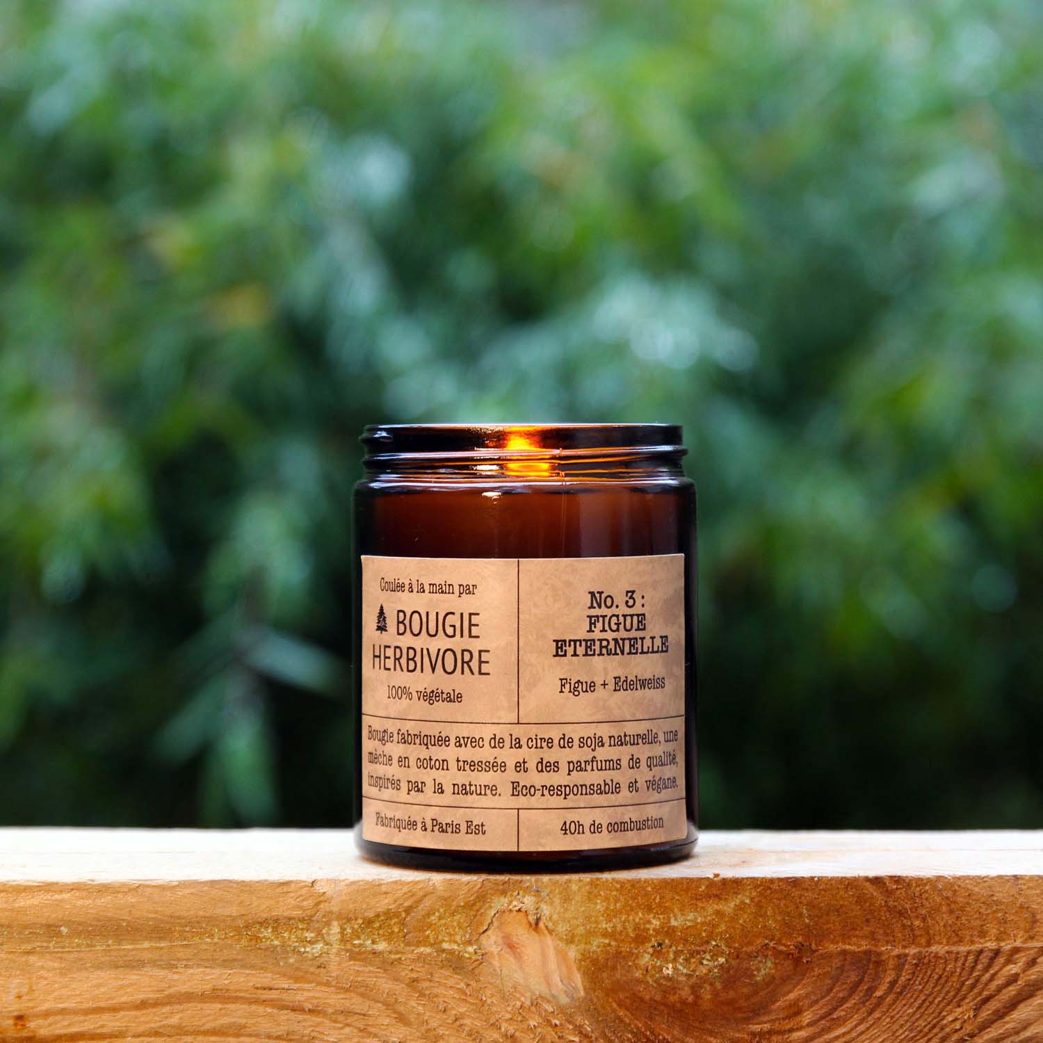 La bougie herbivore - n°3 Figue Eternelle - Figue et Edelweiss - L'Inatelier - Naturelle- cire de soja - Végan- boutique déco - Nantes_150gr