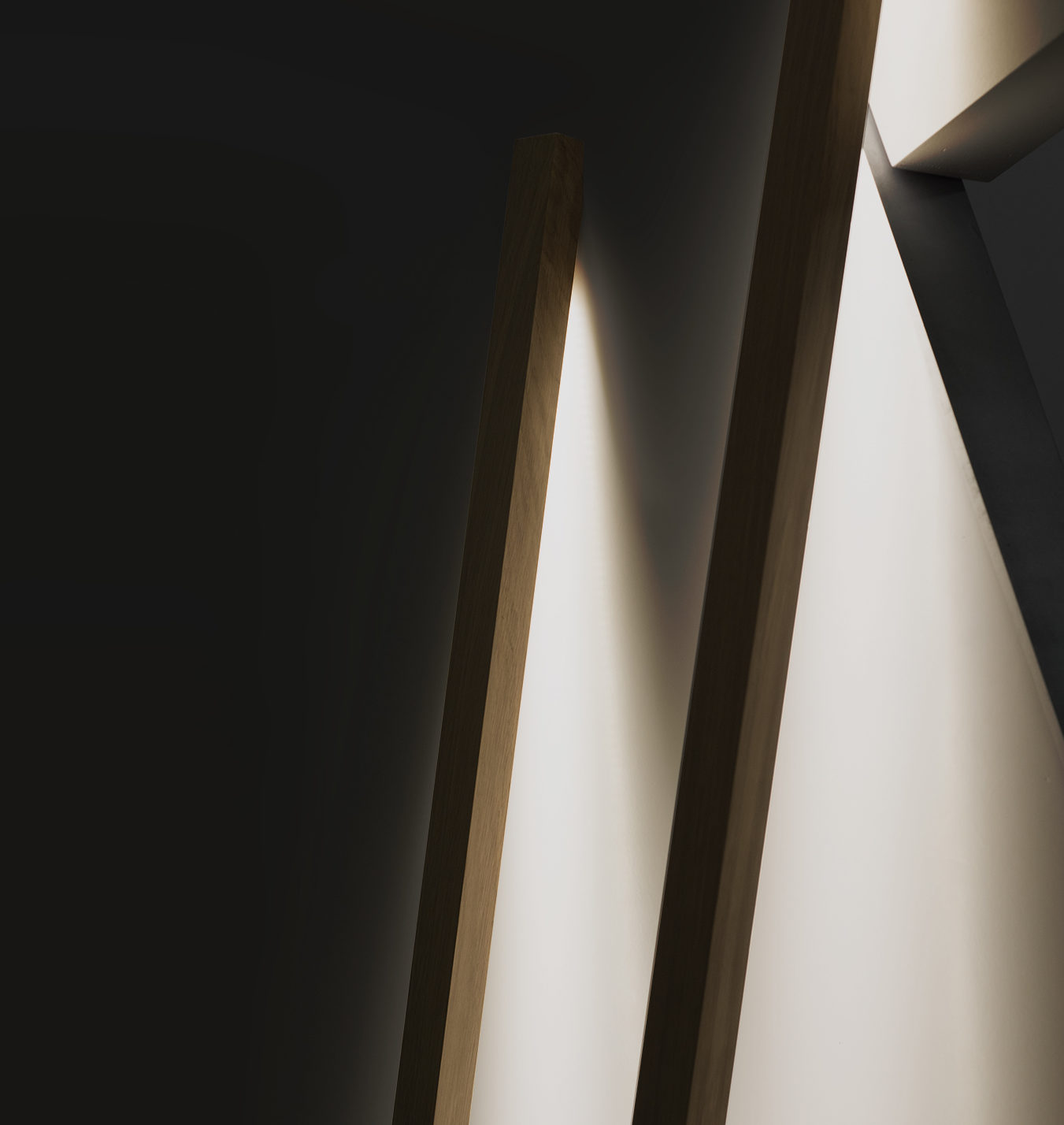 lampadaire nomade volige_drugeot manufacture_LInatelier_nantes_luminaire_lampe_chene massif_fabrication artisanale_ led_lumière indirecte_design_ artisanat contemporain_ anjou_made in france_bois_lumière indirecte_allumée_détail