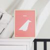 Affiche Lebird_ByPan_Oiseau blanc_fond rose_Pierre Baryga_imprimé en France_ Recyclé_décoration_L'Inatelier_Nantes_Boutique déco_poster_cadre_enfant_bébé