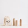 Trio de vases bois_lot de 3_hetremassif_bois tourné à la main en france_ fabrication artisanale_ An-so design_L'Inatelier_Nantes_Design contemporain_style scandinave_bohème_avec fleurs sechées_ensemble détail