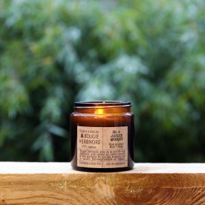 Bougie-herbivore-L'Inatelier_Nantes_Bougie naturelle_vegan_Jardin Musque _Fleur de Lotus, muxc et orange_parfum naturel_pot en verre_fabrication française_recyclable_eco-friendly_90gr