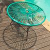 table basse ronde exterieur Zipolite Boqa_salon de jardin_design_pvc_tressage polyvinyl_terrasse_balcon_picsince_été_mobilier ext_couleur_personnalisable_plateau en verre_made in France_L'Inatelier_Nantes_boutique déco_artisanat français_trurquoise_en situation
