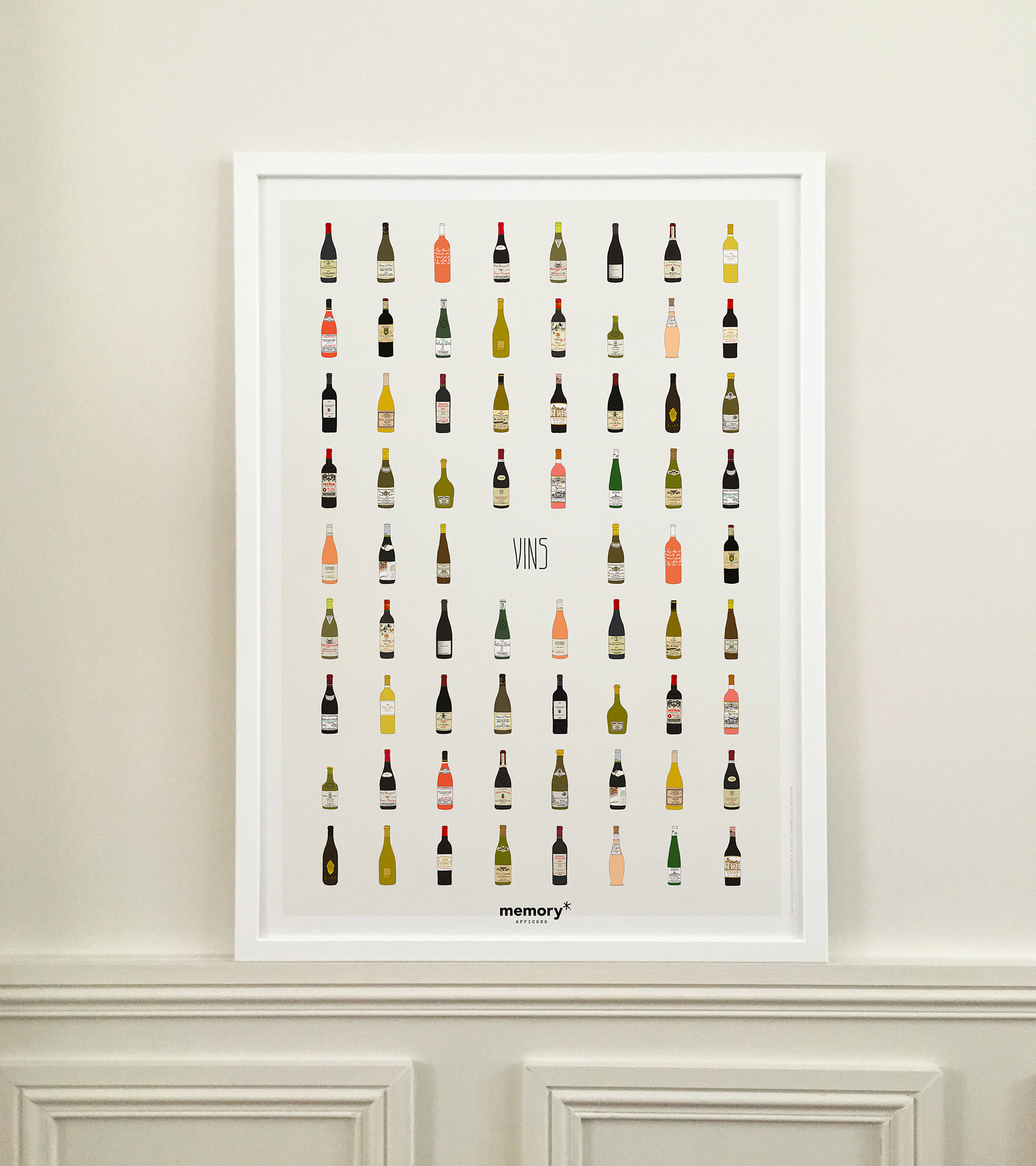 Affiche_vins_grands crus_memory_jeu de mémoire_50x70_imprimé en France_Papier recyclé_décoration_L'Inatelier_Nantes_cuisine