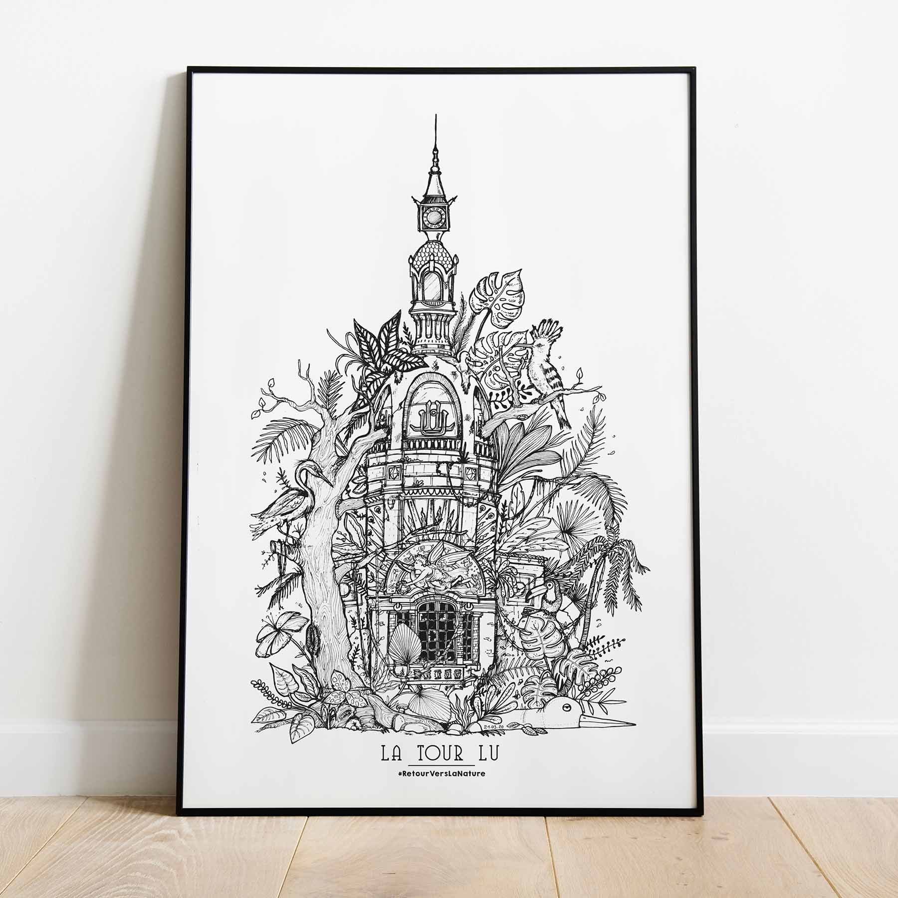 affiche tour LU -Geoffrey Berniolle_illustration_ studio mâtcha - nantes - linatelier - A3_poster_cadre_décoration_mur_intérieur