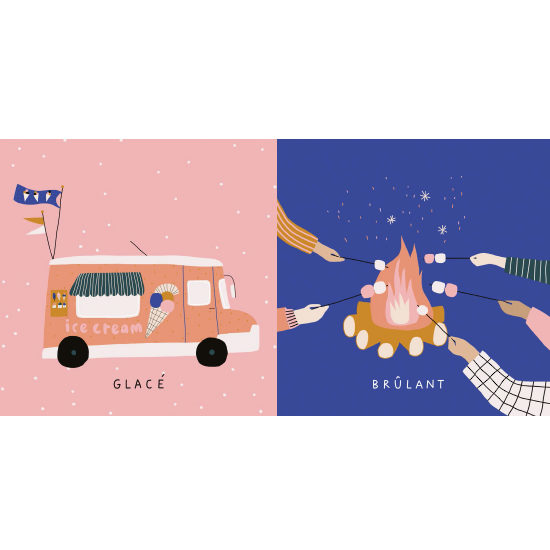 Livre enfant_jeunesse_edition_maison Eliza_Des-contraires-couverture-550x550_opposé_couleur_jennifer Bouron_Nantes_ludique_apprentissage_vocabulaire_france_linatelier_nantes_cadeau_extrait illustration_froid_glacé