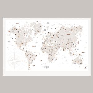 affiche carte du monde les petites dates