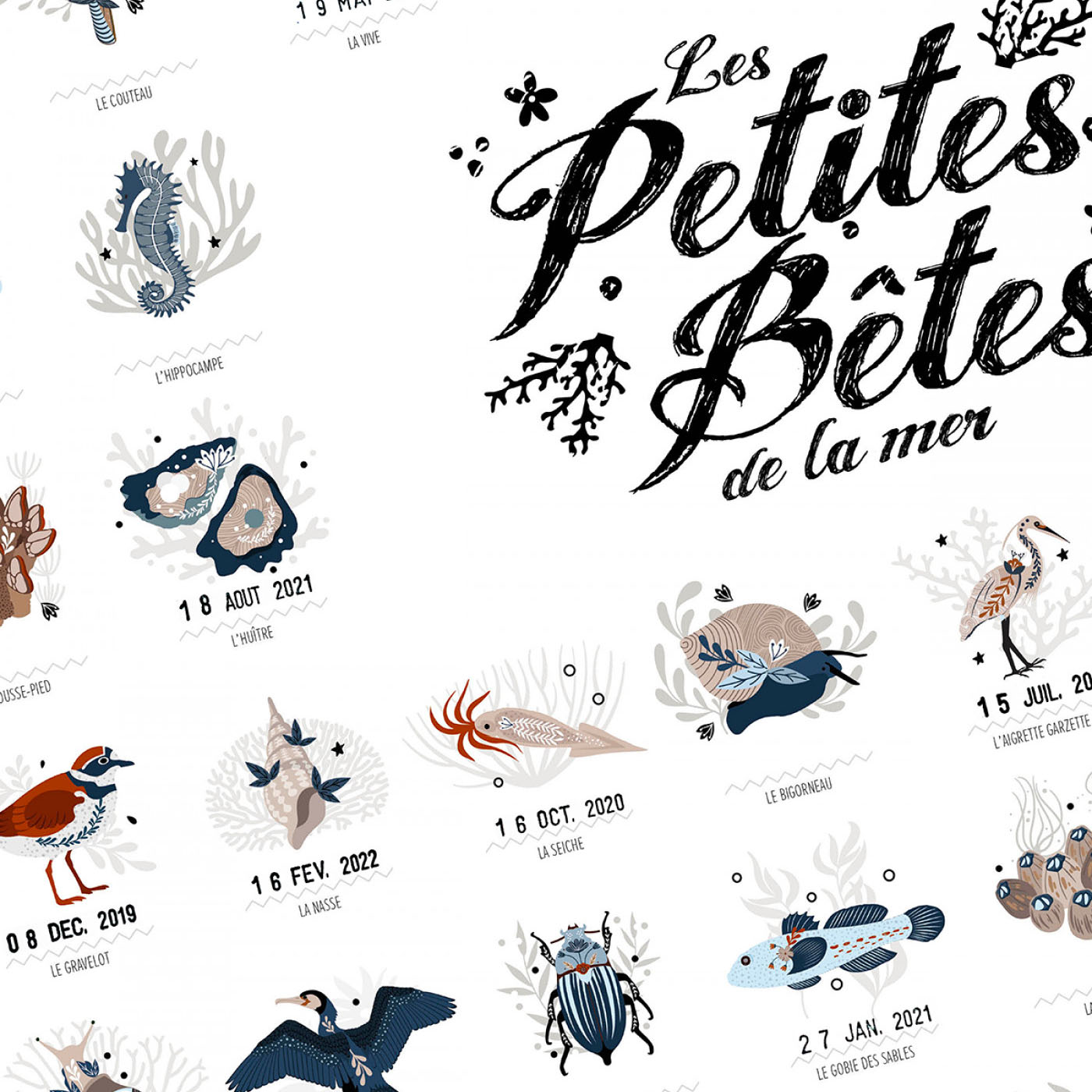 affiche ludique pour enfant les petites bêtes de la mer les petites dates