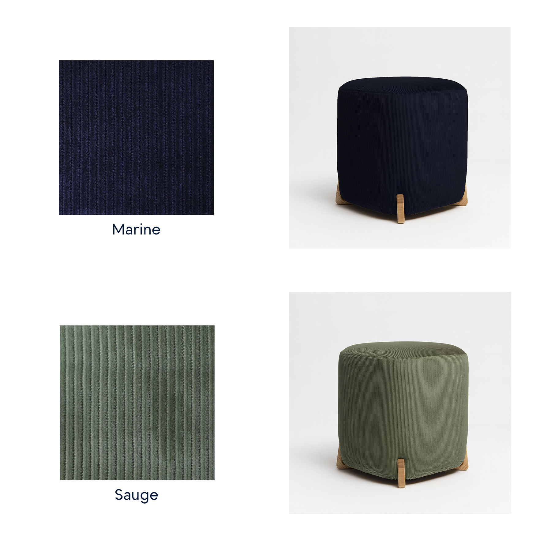 Pouf en velours côtelé & bois - Muaje
