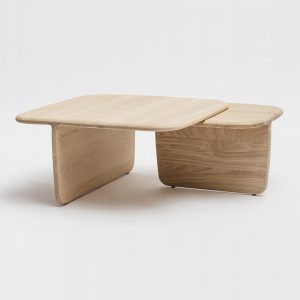 table basse chêne massif 'toi et moi'. fabrication française France. vue 4