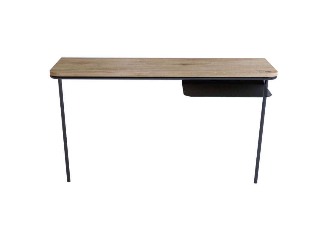 Bureau console bois et métal - KNGB- Chêne-déco-fabrication française