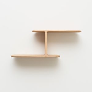 Etagere-Double-Bois massif-chêne-Teheme fabrication-française-Drugeot-L'INATELIER-vue face-Carrée