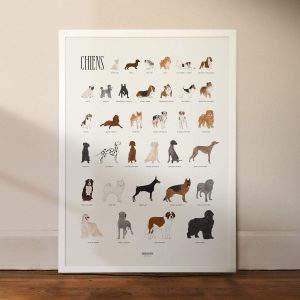 Affiche-chiens-papier d'art-texturé-position-sport-memory-50x70cm-déco-nantes