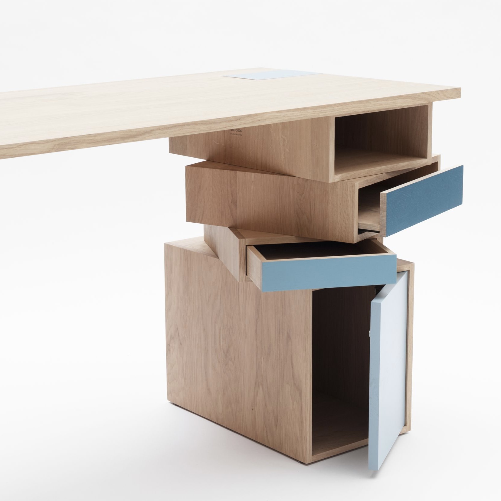 Bureau avec caisson - chêne massif - EMPIL – Image 3