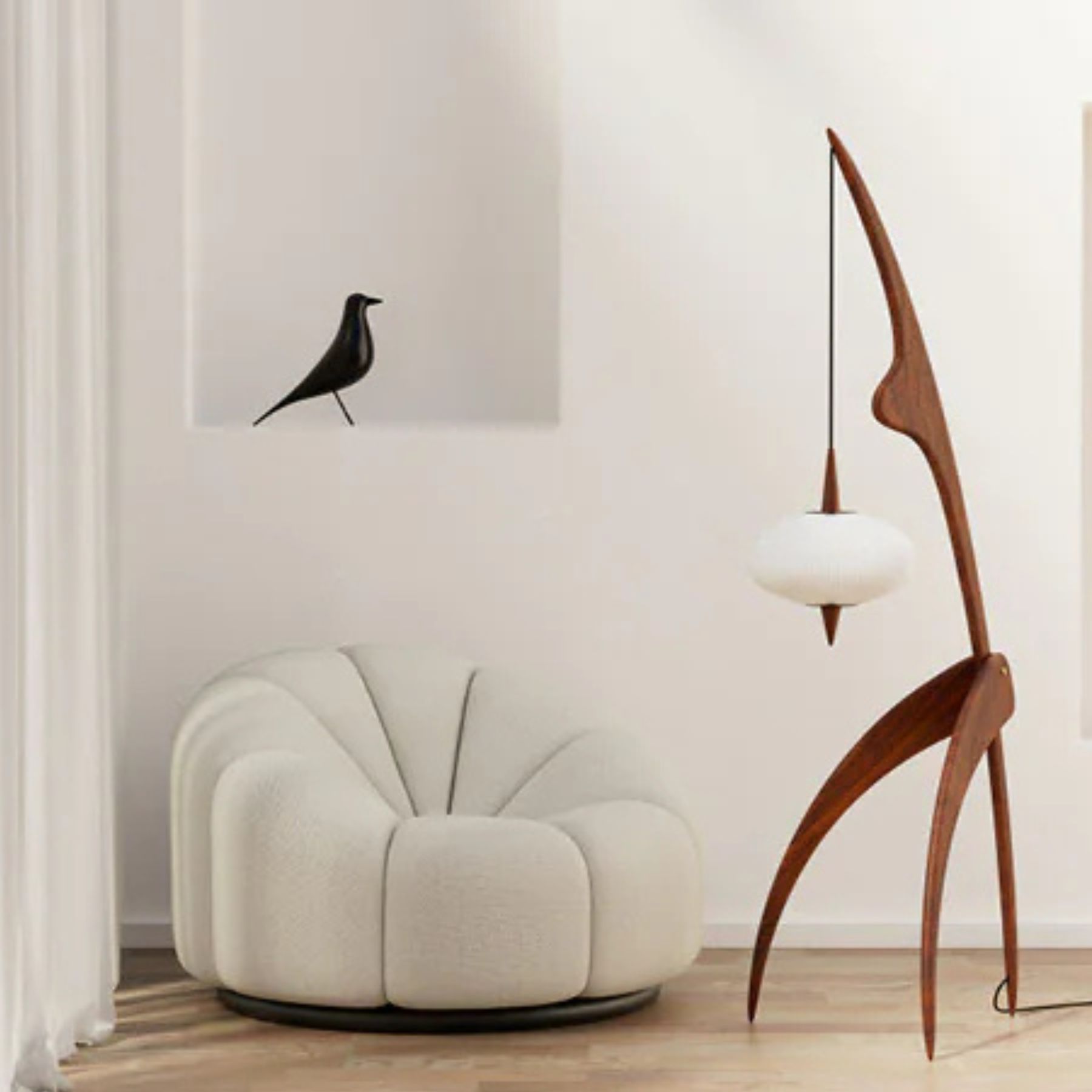 Lampe Mante Religieuse en Noyer US - – Image 3